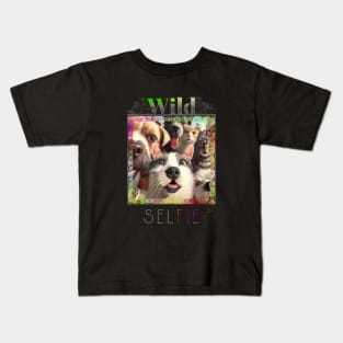 Dog Cat Pet Wild Nature Funny Happy Humor Photo Selfie Kids T-Shirt